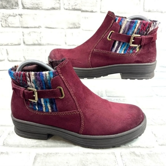 Earth Origins Shoes - Earth Origins | Tate Merlot Suede Almond Toe Ankle Boots Women's Size 10M